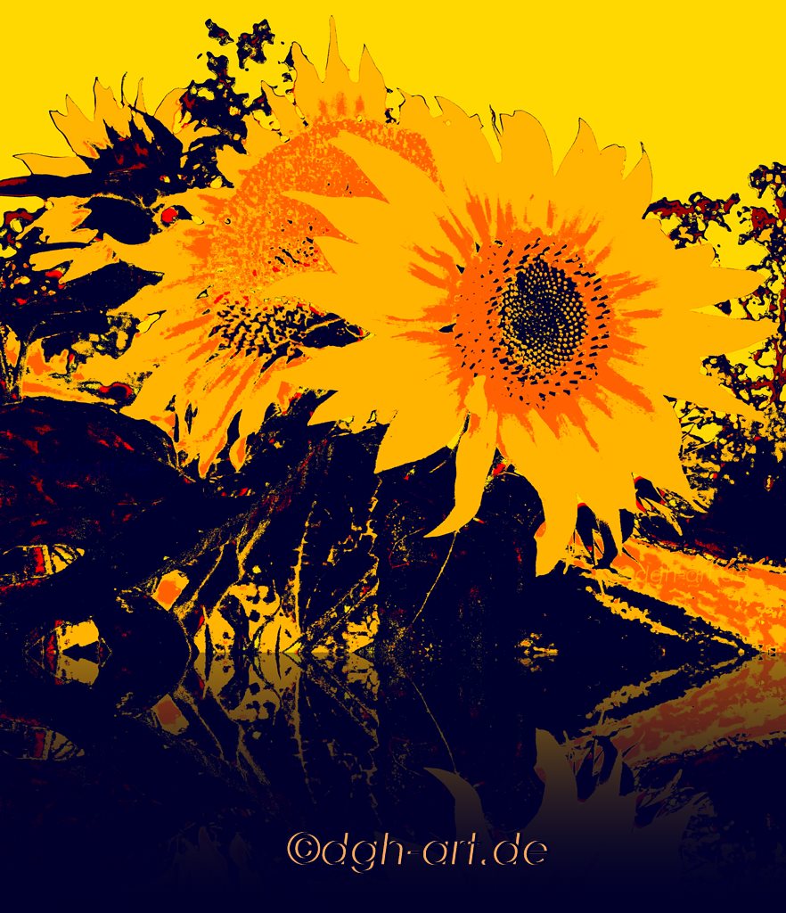 Sonnenblumen in blau und gelb
