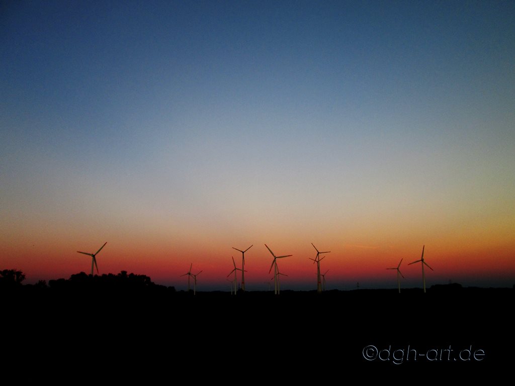 Windräder in der Abendsonne